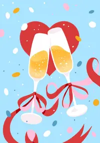 Felicitare de nuntă GloryArt - Pahare de șampanie