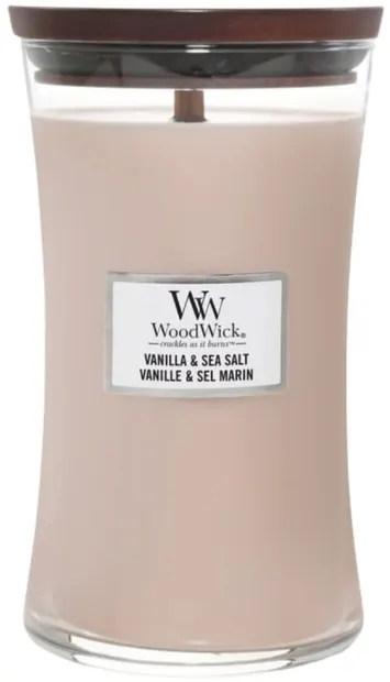Lumânare parfumată WoodWick Vanilla și Sare de Mare, 609.5 g