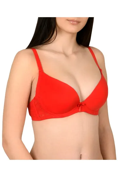 Sutien clasic, cu dantela aplicata, Lemila, rosu (Marime cupa: 75B)