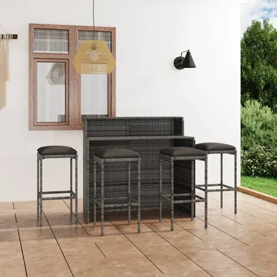 Gossi set mobilier bar de gradina cu perne, 5 piese, gri