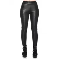 Colanti cu buzunare, imitatie de piele - NEGRU