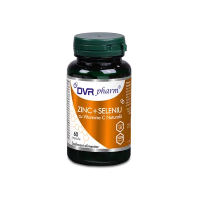 Zinc + Seleniu cu Vitamina C Naturala, 60 capsule, DVR Pharm