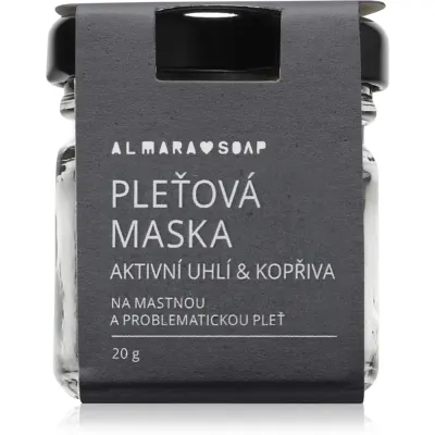 Almara Soap Face Active Charcoal & Nettle mască pentru față pentru ten gras si problematic 20 g