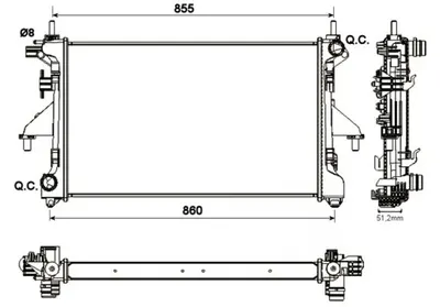 Radiator apa racire motor (transmisie manuala) CITROEN JUMPER; FIAT DUCATO; PEUGEOT BOXER 2.2D 2.3D 3.0D dupa 2006