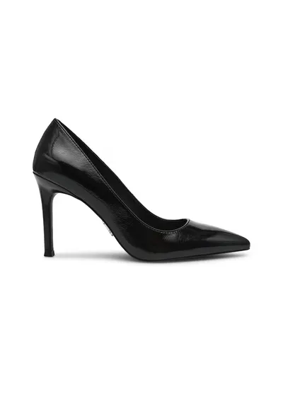 Pantofi de piele cu toc stiletto - Negru