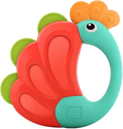 Zornăitoare și jucărie de dentiție pentru bebeluși Hola Toys - Păun
