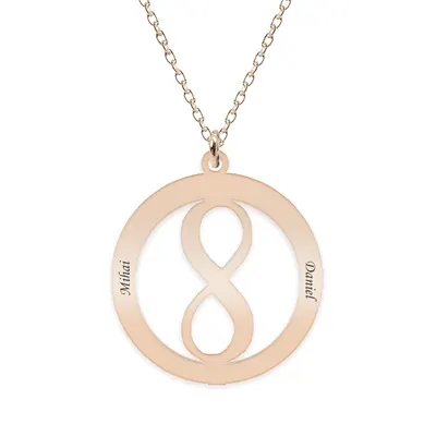 Eternity - Colier personalizat infinit in cerc din argint 925 placat cu aur roz