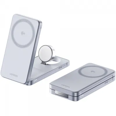 Incarcator Retea Wireless UGREEN W757 (65901) 3in1, 25W, Albastru