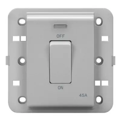 Intrerupator 2P 250V ac - Standard englez - 45 A - 1 modul - BACKLIT - TITANIUM - CProiector HORUS