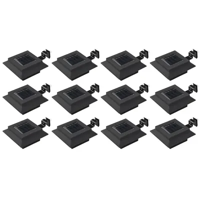vidaXL Lămpi solare de exterior, 12 buc., negru, 12 cm, pătrat, LED