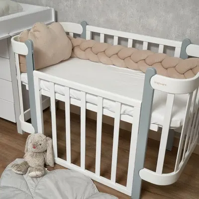 Protectie laterala bej impletita Twins tip cosita, cu 3 fire 200 cm