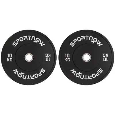 SPORTNOW Set Discuri de Greutate din Cauciuc Solid cu Orificii, Փ45x4 cm, Negru | Aosom Romania