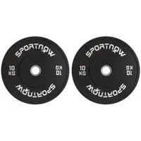 SPORTNOW Set Discuri de Greutate din Cauciuc Solid cu Orificii, Փ45x4 cm, Negru | Aosom Romania