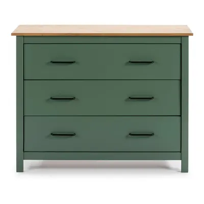 Comodă verde/în culoare naturală joasă din lemn masiv de pin 100x80 cm Miranda – Marckeric