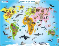 Puzzle pentru copii Larsen din 28 de piese - Animalele din lume