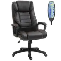 Vinsetto Fotoliu de birou cu masaj, fotoliu ergonomic pentru birou, confort sporit, înălțime reglabilă, funcție spătar cu basculare, tapițerie sintetică maro | Aosom Romania