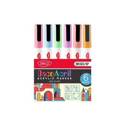 Marker acrilic, MK503P, 6buc/set Daco