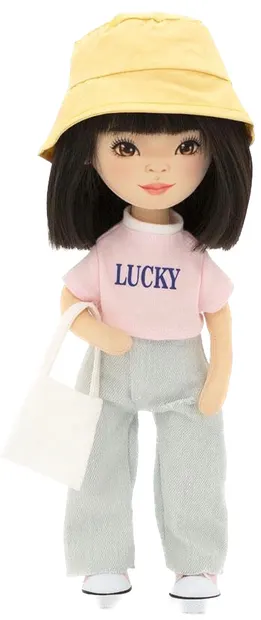 Păpușă moale Orange Toys Sweet Sisters - Lilu cu blugi largi, 32 cm