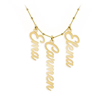 Olelo - Colier bile argint 925 placat cu aur galben 24K personalizat cu nume