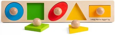 Puzzle din lemn cu mânere Bigjigs - Forme geometrice
