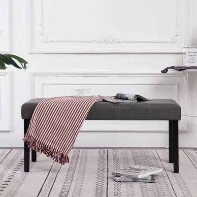 vidaXL Bancă, gri, 106 cm, piele artificială