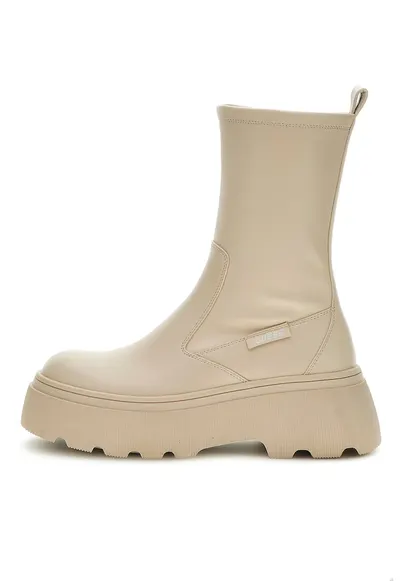 Ghete flatform de piele ecologica Nerea - Crem
