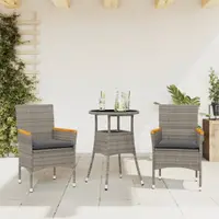 Gossi set mobilier de gradina cu perne 3 piese gri poliratan & sticla