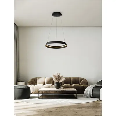 Lampa suspendata ORMI Nisipiu Negru Aluminiu & Acrylic Triac Dimabil LED 38W 220-240V 2564Lm 2700 + 3000K Dip Intrerupator IP20