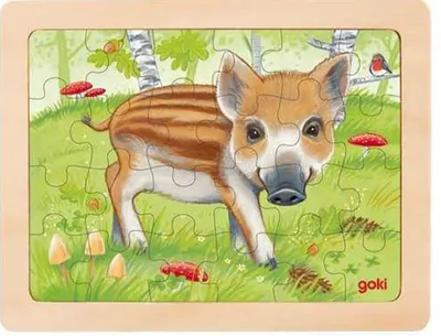Puzzle de lemn, 24 piese - Animale din padure