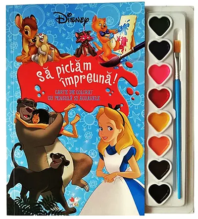 Disney. Sa pictam impreuna! Carte de colorat cu pensula si acuarele
