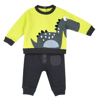 Costum bebe Chicco, tricou si pantaloni, gri inchis, 00739-63MFCO
