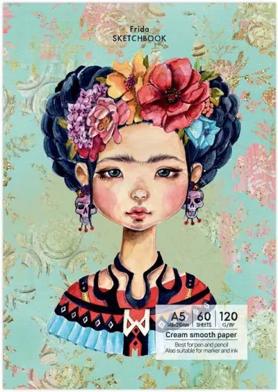 Caiet de schițe Drasca Having a lovely Time - Frida, A5, 60 de coli