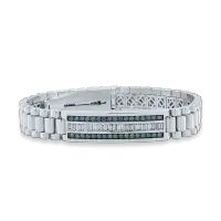 Bratara din aur alb cu diamante incolore baguette de 1.14ct si diamante albastre de 0.94ct