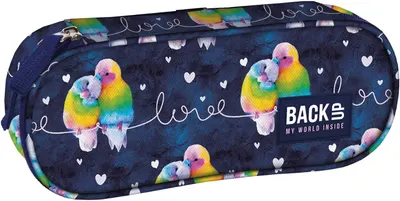 Penar oval școlar BackUp A - Lovebirds, 1 fermoar