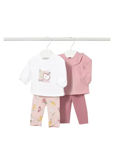 Compleu copii - bluza+colanti - roz - bumbac