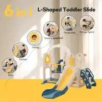 Spatiu de joaca pentru copii 3in1 Nichiduta Garden Blue, cu platforma, tobogan, leagan cu bara de protectie detasabila, jucarie muzicala, cos de baschet, dimensiune 170 x 145 x 110 cm