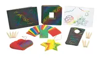 Pachet de 141 de carduri răzuibile și 25 de creioane din lemn pentru scratch design