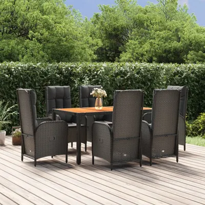 Gossi set mobilier de gradina cu perne, 7 piese, negru, poliratan