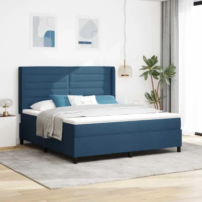 vidaXL Pat cu arcuri cu pernă Manual albastru 200 x 180 cm țesătură