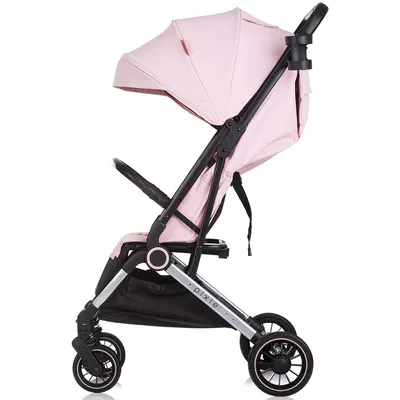 Carucior pentru copii Chipolino Pixie pink marshmallow cu spatar reglabil, suspensii, sistem tip troller, suport reglabil pentru piciore