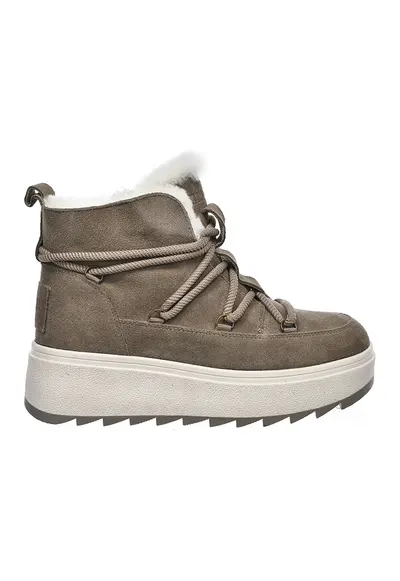 Ghete wedge de piele intoarsa - Maro taupe