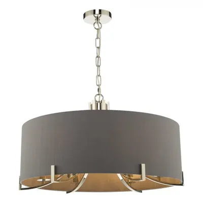 Lampa suspendata Veyron 6 Light Pendant Polished Nickel With Grey Shade
