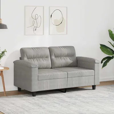 vidaXL Canapea cu 2 locuri, gri deschis, 120 cm, țesătură microfibră