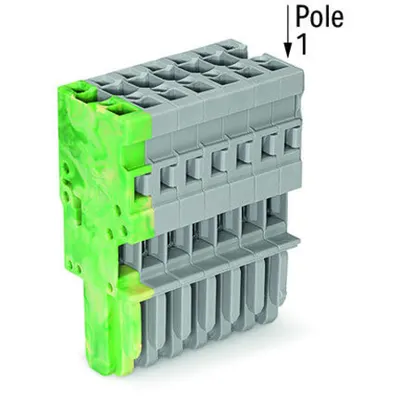 1-conductor female plug; 4 mm²; 8-pole; 4,00 mm²; green-yellow, gray