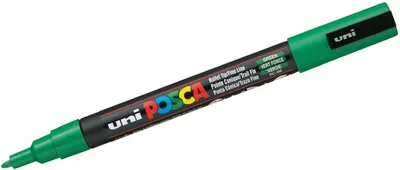 Marker permanent cu varf rotund Uni Posca - PC-3M, 1,5 mm, verde