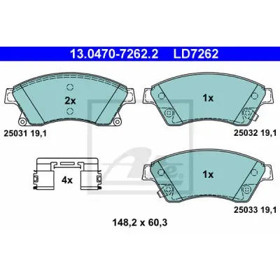 Set placute frana, frana disc ATE 13.0470-7262.2