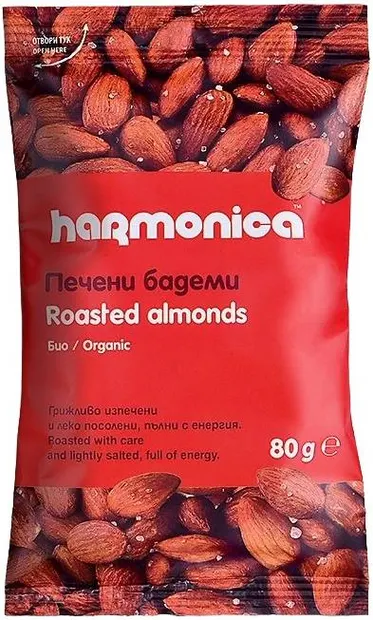 Migdale prăjite bio, 80 g, Harmonica