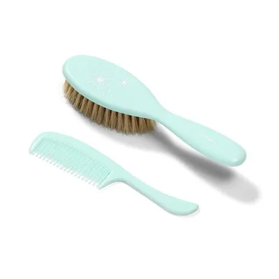 Perie si piepten din par natural Babyono - Verde