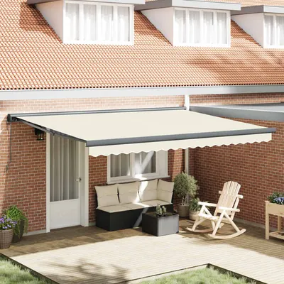 vidaXL Copertină retractabilă Crem 450 x 300 x 165 cm Stofă și Metal