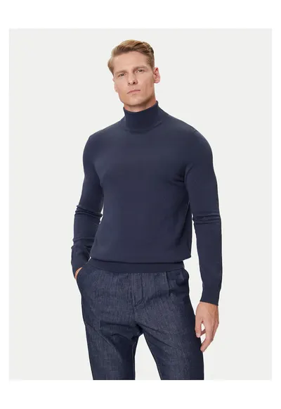 Pulover polo barbati bleumarin - bumbac